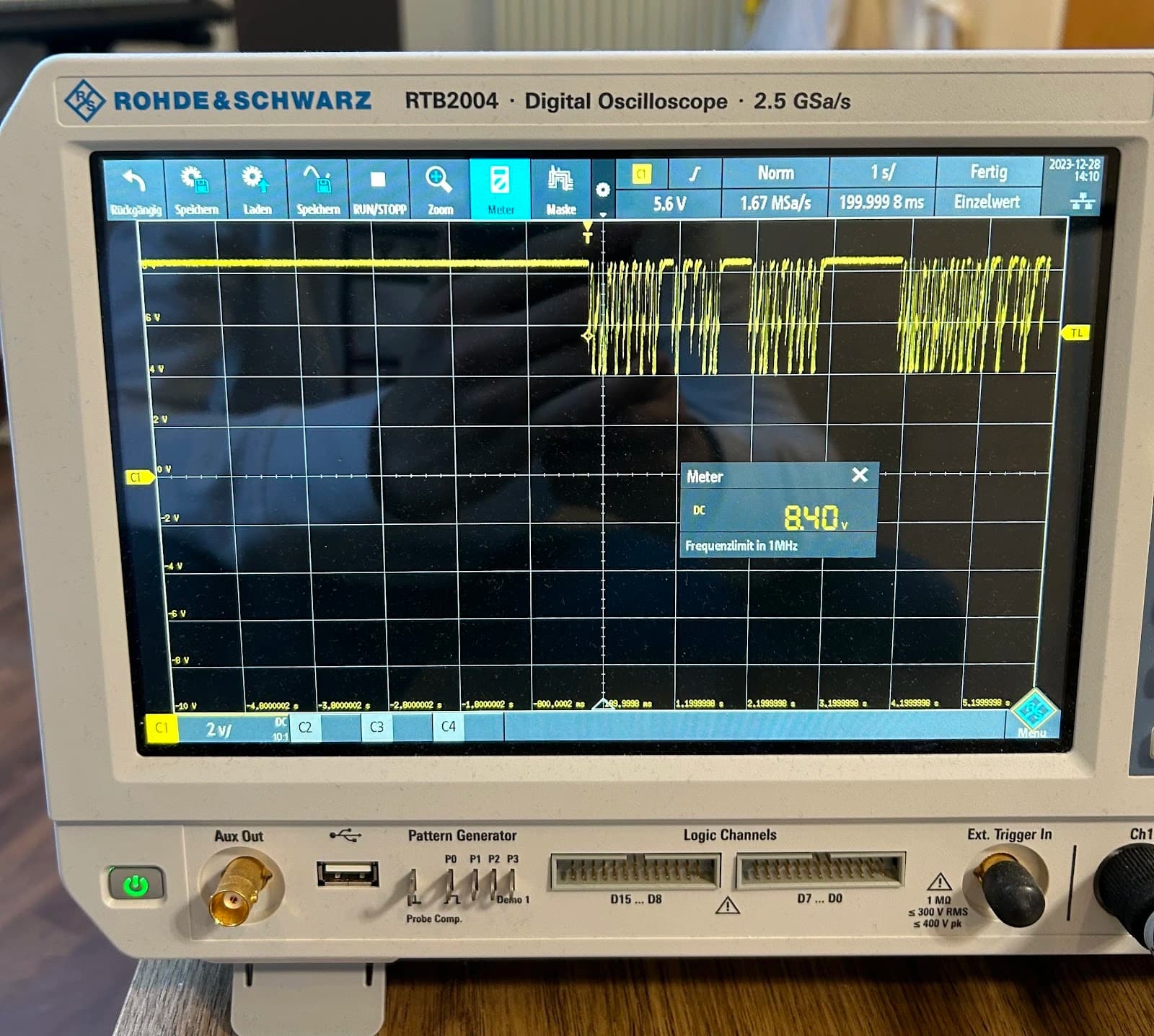 Messung auf dem Rohde & Schwarz Oszilloskop